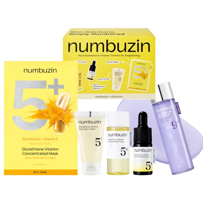 numbuzin - No.5+ Glutathione Vitamin Trial Kit for Brightening (Stylevana Exclusive) - 1 Set (4 Items) & No.9+ NAD+ PDRN Glow.
