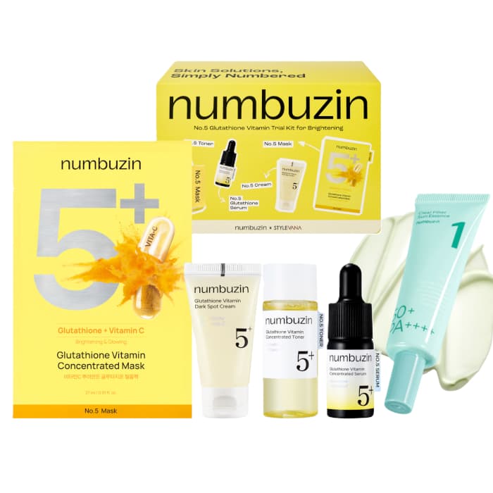 numbuzin - No.5+ Glutathione Vitamin Trial Kit for Brightening (Stylevana Exclusive) - 1 Set (4 Items) & No.1 Clear Filter Sun