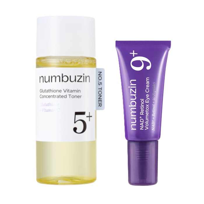 numbuzin - No.5+ Glutathione Vitamin Concentrated Toner - (1ea) & No.9 NAD+ Retinol Volumetox Eye Cream - (1ea) Set