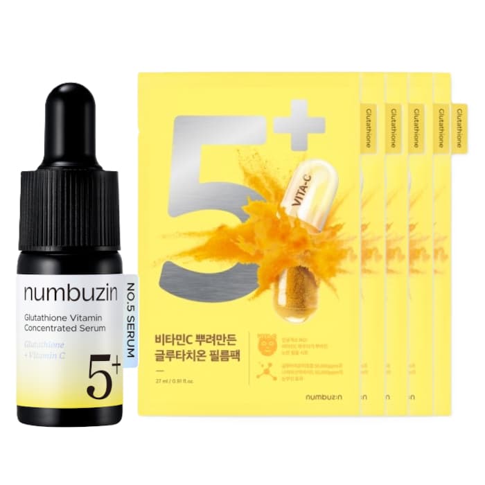 numbuzin - No.5+ Glutathione Vitamin Concentrated Serum - (1ea) & Mask Set