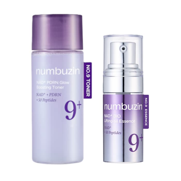 numbuzin - No.9 NAD+ PDRN Glow Boosting Toner - (1ea) & NAD+ BIO Lifting-sil Essence - (1ea) Set