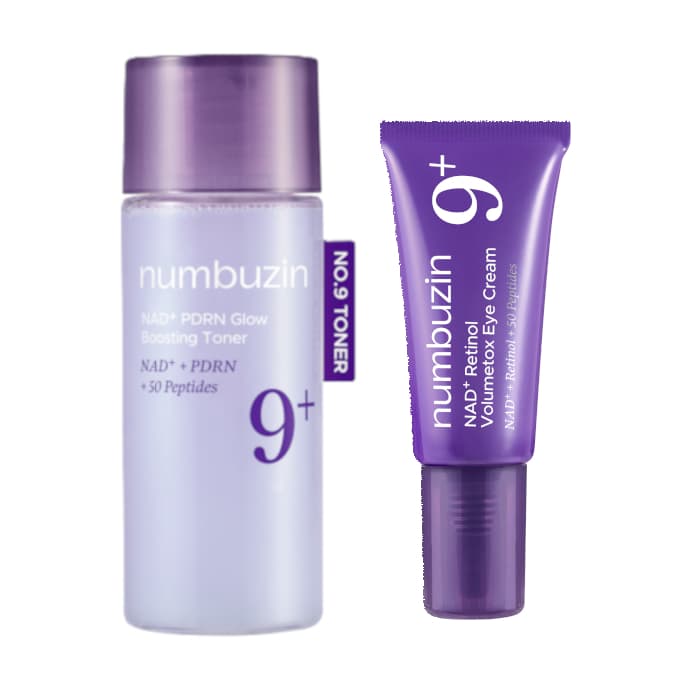 numbuzin - No.9 NAD+ PDRN Glow Boosting Toner - (1ea) & NAD+ Retinol Volumetox Eye Cream - (1ea) Set