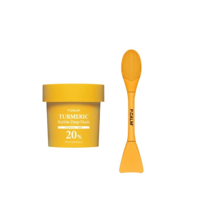 Turmeric Bubble Deep Mask - (1ea) + Yellow Dual Pore Cleansing Brush (1ea) Set