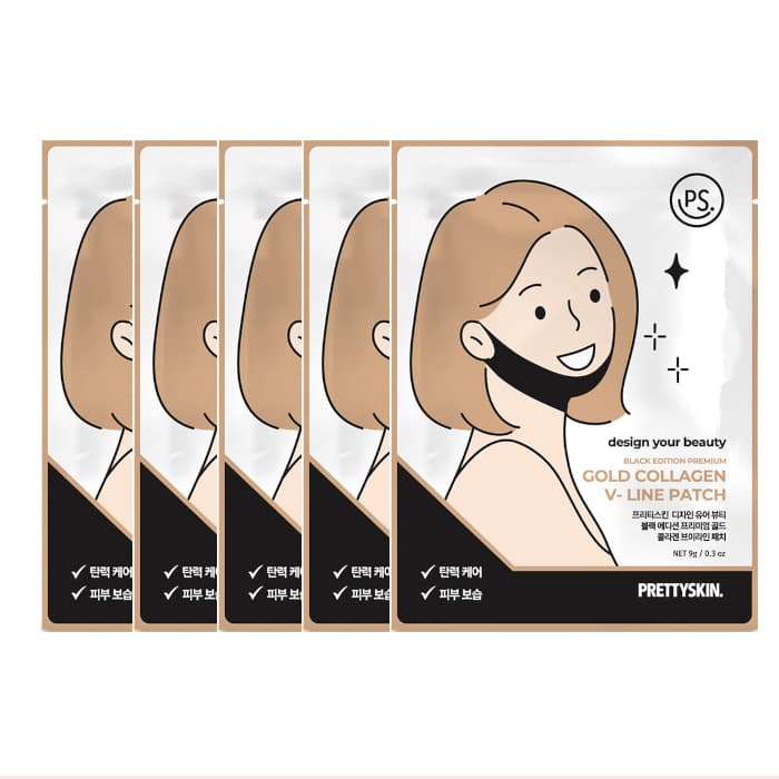 PRETTYSKIN - Black Edition Premium Gold Collagen V-Line Patch -. Set