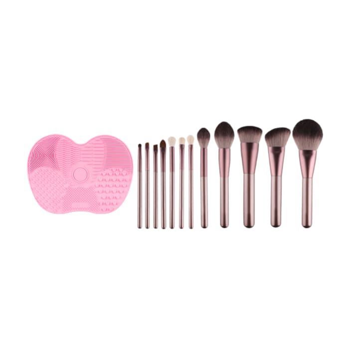 Silicone Makeup Brush Cleaner -. (15.5cm.5cm) - Pink X MissLady - Set Of 12 Make Up Brushes -.
