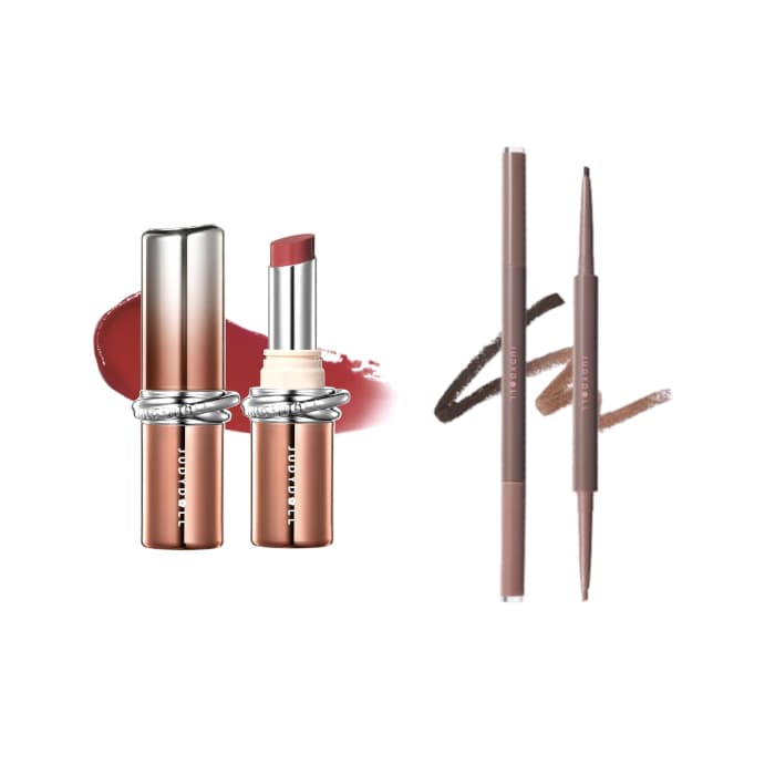 zestaw: PDRN Stay Shine #105 Confident Nude + Gel Eyeliner #01 Natural Nude Brown