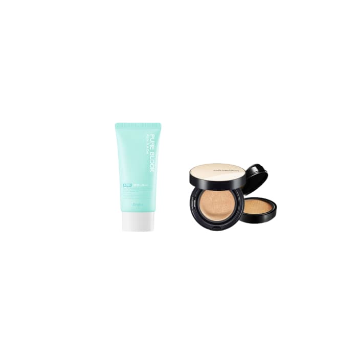 A'PIEU - Pure Block Aqua Sun Gel SPF50+ PA+++ X Jung Saem Mool - Essential Skin Nuder Cushion -+ - Medium-Deep