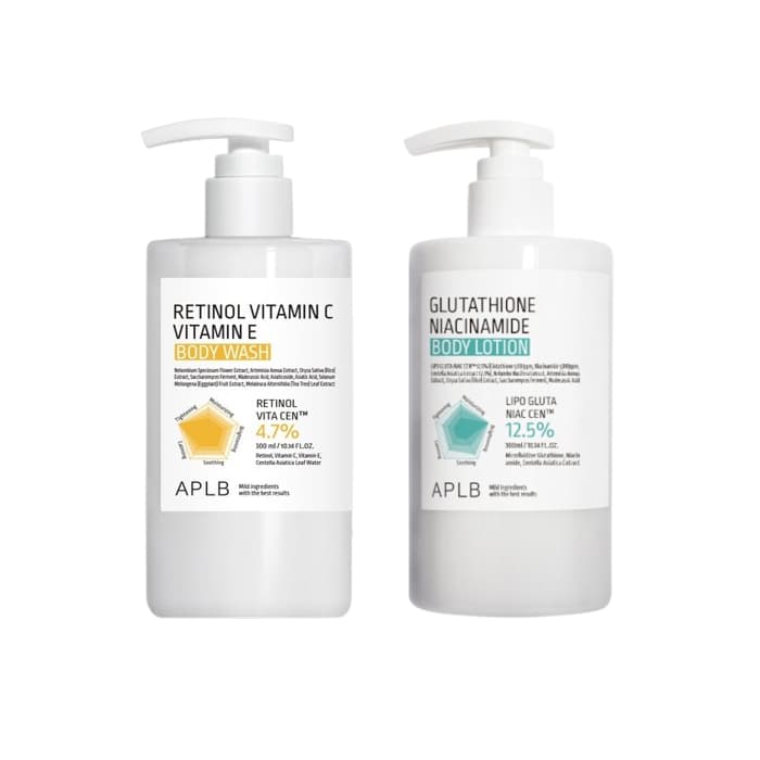 Glutathione Niacinamide Body Lotion - (1ea) & Retinol Vitamin C Vitamin E Body Wash - (1ea) Set