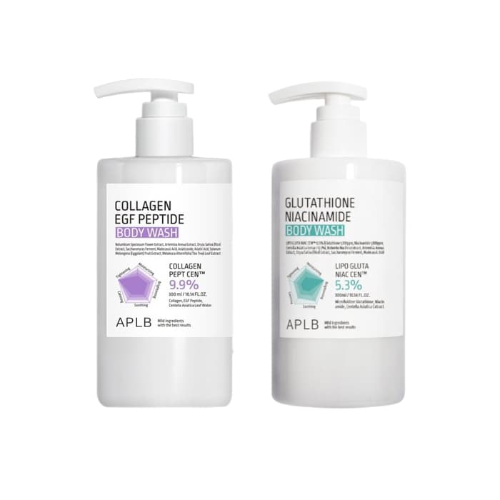 Glutathione Niacinamide Body Wash - (1ea) & Collagen EGF Peptide Body Wash - (1ea) Set