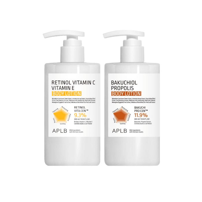 Retinol Vitamin C Vitamin E Body Lotion - (1ea) & Bakuchiol Propolis Body Lotion - (1ea) Set