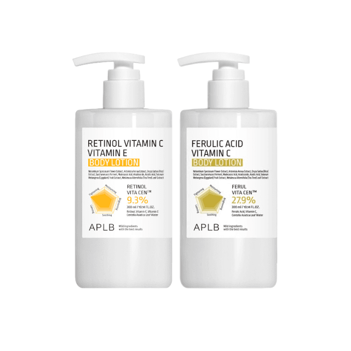 Retinol Vitamin C Vitamin E Body Lotion - (1ea) & Ferulic Acid Vitamin C Body Lotion - (1ea) Set