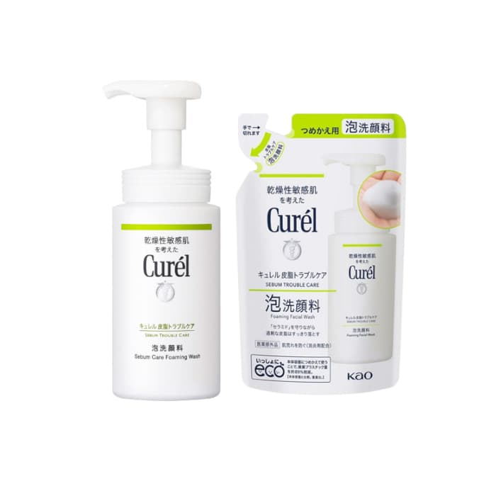 Curel - Sebum Trouble Care Foaming Wash & Refill Set