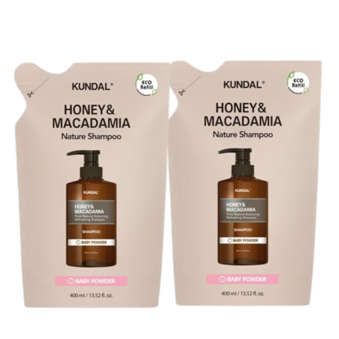 Honey & Macadamia Nature Shampoo - Refill Pack - DUO Set - Baby Powder