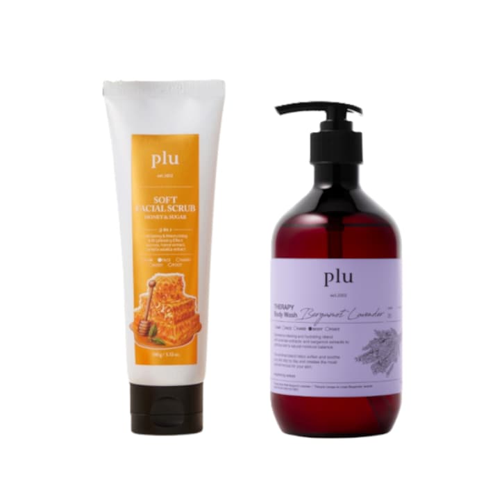 Soft Facial Scrub Honey & Sugar - (1ea) & Therapy Body Wash - - Bergamot Lavender (1ea) Set