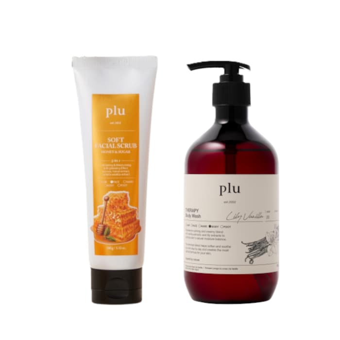 Soft Facial Scrub Honey & Sugar - (1ea) & Therapy Body Wash - - Lily Vanilla (1ea) Set