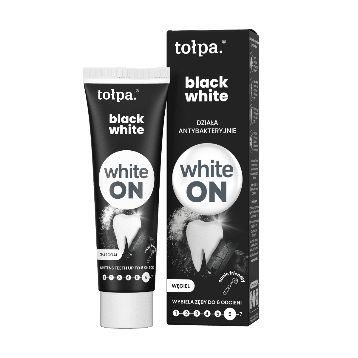 black white pasta do zębów
