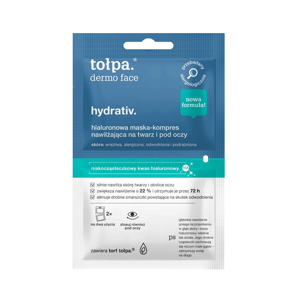 hydrativ. hialuronowa maska-kompres nawilżająca na twarz i pod oczy
