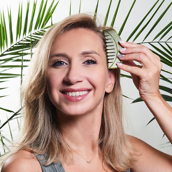 Grzebień do masowania głowy Zielony Jadeit YEYE Made in Nature