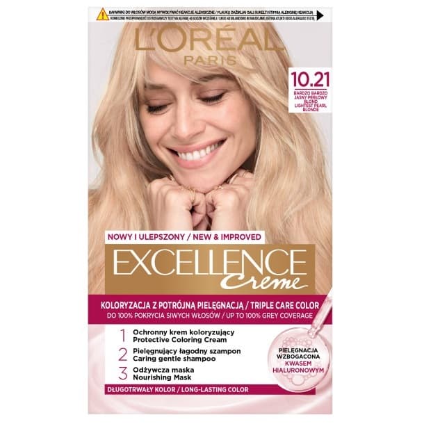 Paris Excellence Cool Creme farba do włosów odcień 10.21 Bardzo jasny perłowy blond