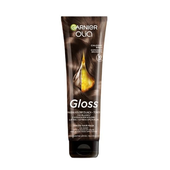 OLIA - Gloss Tinted Hair Mask - Expensive Brunette - Maska koloryzująca - toner do włosów naturalnych i farbowanych - Chłodny Brąz -