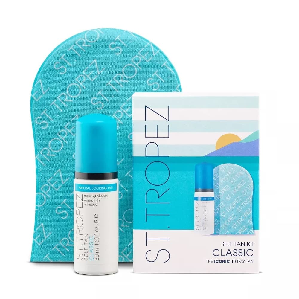Tropez Self Tan Classic zestaw samoopalająca ultra nawilżająca pianka + rękawica