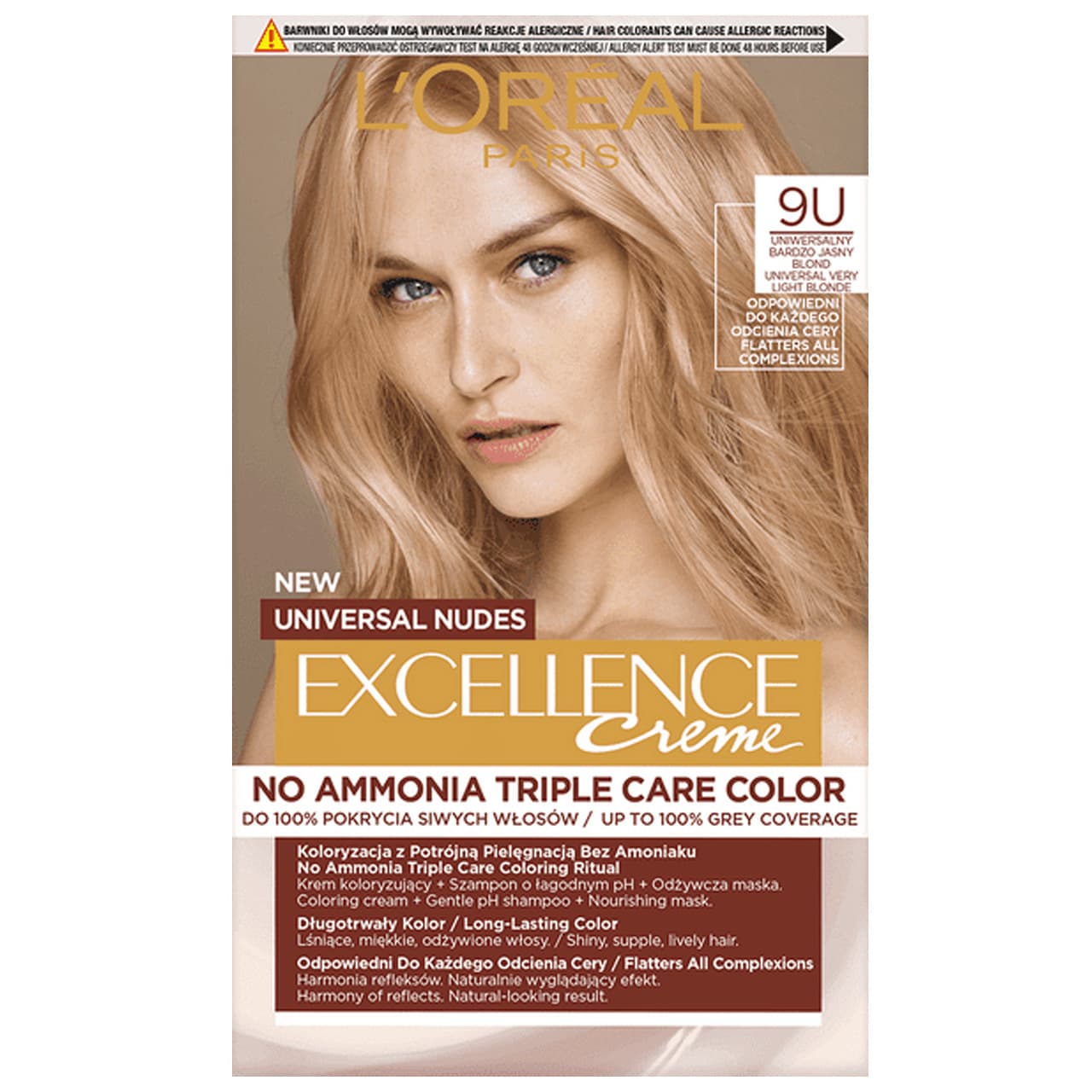 Paris Universal Nudes Excellence Creme pielęgnacyjny krem koloryzujący 9U Uniwersalny Bardzo Jasny Blond