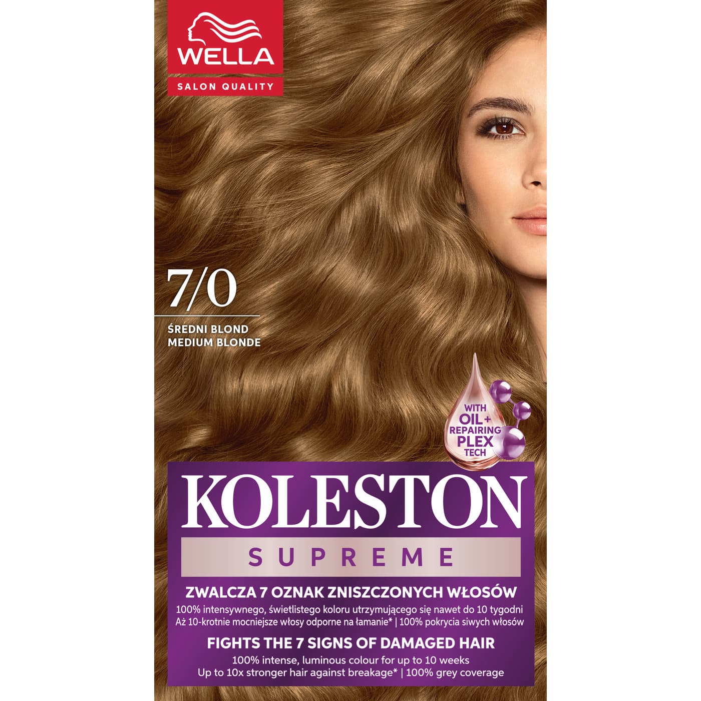 Koleston Supreme, farba do włosów, Średni Blond, 7/0