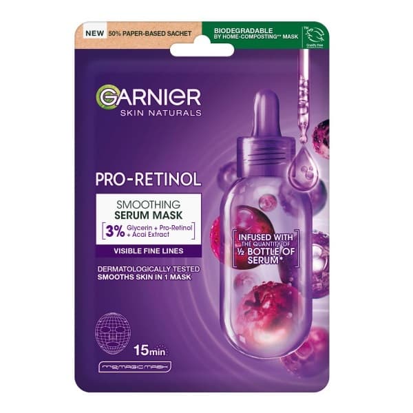SKIN NATURALS - Pro-Retinol Smoohing Mask - Wygładzająca serum-maska na tkaninie z pro-retinolem -