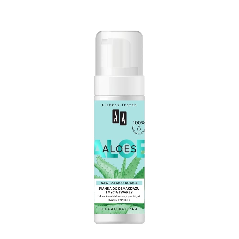 AA Aloes 100% Aloe Vera Extract pianka do demakijażu i mycia twarzy nawilżająco - kojąca