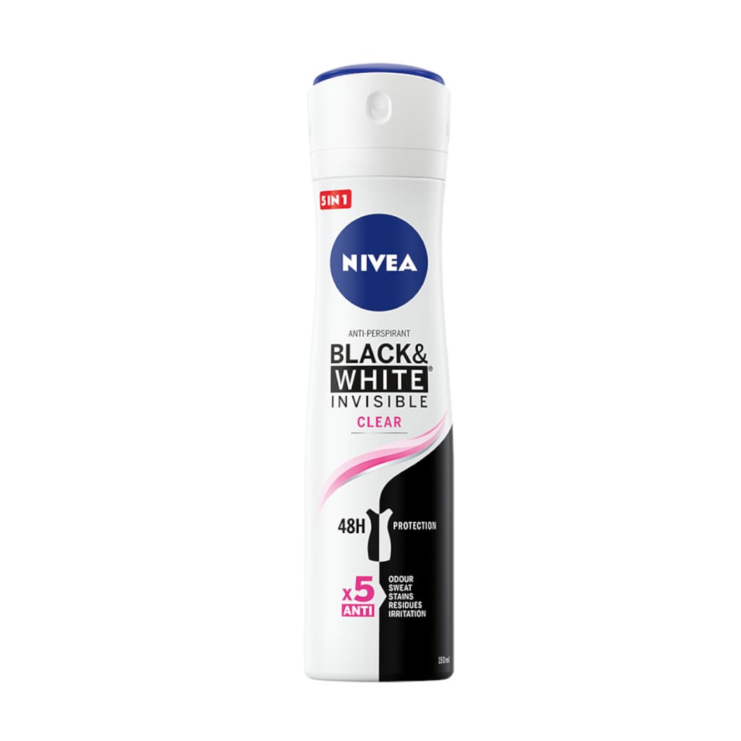 Black White Invisible Clear 72H Antyperspirant Damski Spray