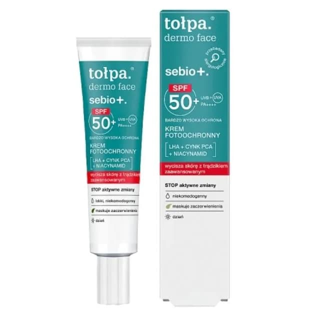 Dermo Face Sebio+ SPF 50+, krem fotoochronny do twarzy do skóry trądzikowej