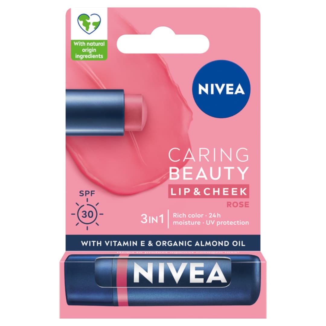 Caring Beauty pomadka do ust i policzków 3w1 SPF 30 – Rose