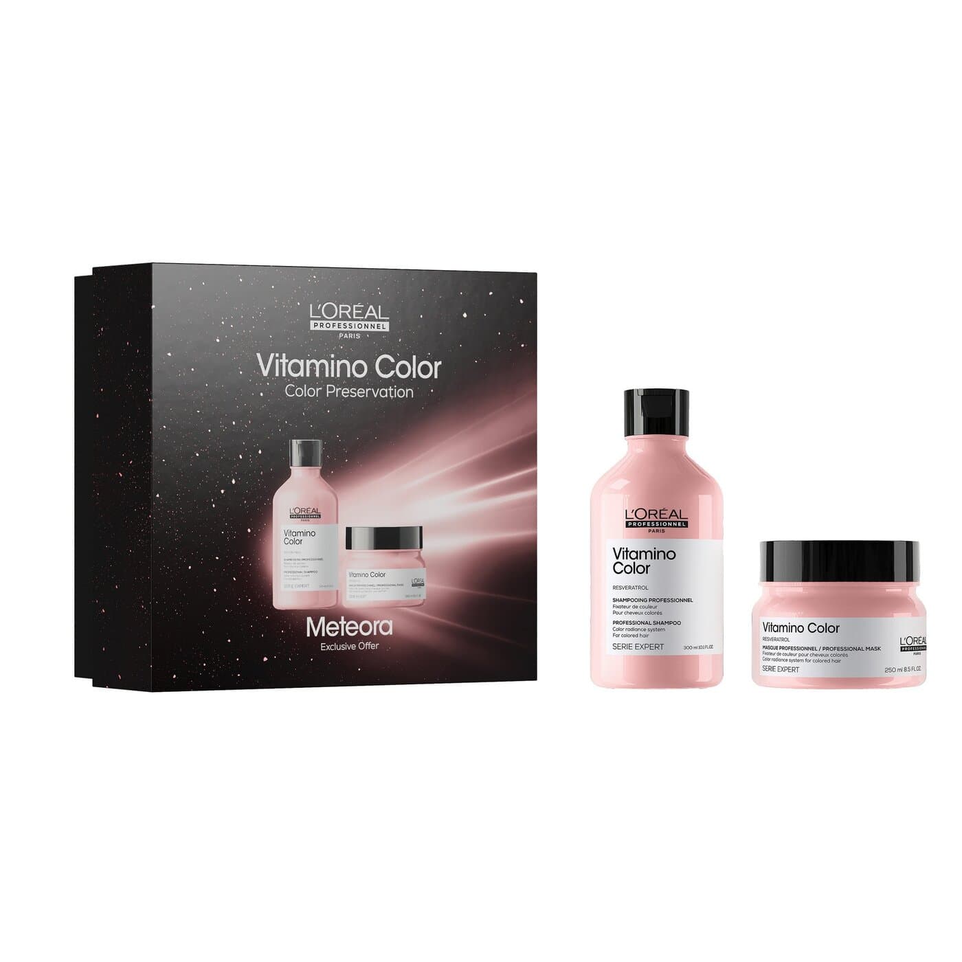 Loreal Vitamino Color Duo, zestaw prezentowy do pielęgnacji włosów koloryzowanych, szampon + maska