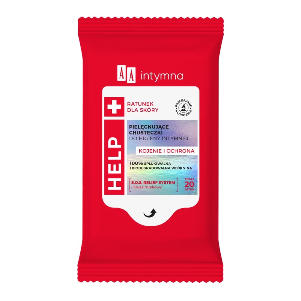Intymna - HELP+ - Pielęgnujące chusteczki do higieny intymnej -