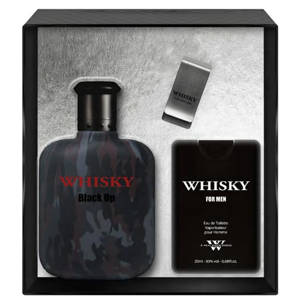 Whisky Black Op zestaw woda toaletowa spray + woda toaletowa spray + klips na banknoty
