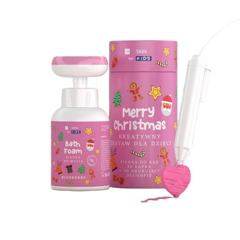 Kids Merry Christmas kreatywny zestaw dla dzieci różowa pianka do mycia rąk Jagodowa + długopis 3D