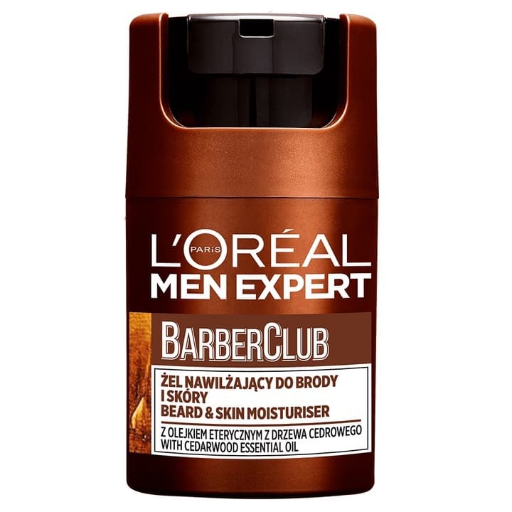 Loreal Men Expert Barber Club Żel nawilżający do brody i skóry z olejkiem eterycznym z drzewa cedrowego - Odżywia, zmiękcza i koi