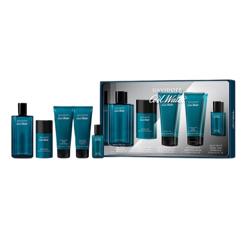 Davidoff Cool Water Men zestaw woda toaletowa spray + żel pod prysznic + balsam po goleniu + dezodorant sztyft + woda toaletowa spray (M)