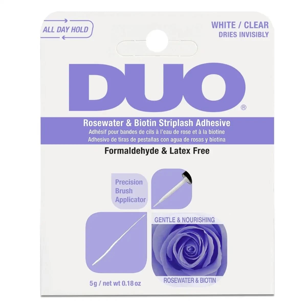Duo Rosewater & Biotin Striplash Adhesive klej do rzęs Clear