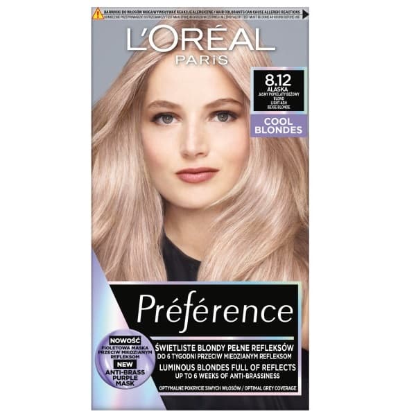 Preference Farba do Włosów Cool Blondes 8.12 Alaska Jasny Popielaty Beżowy Blond