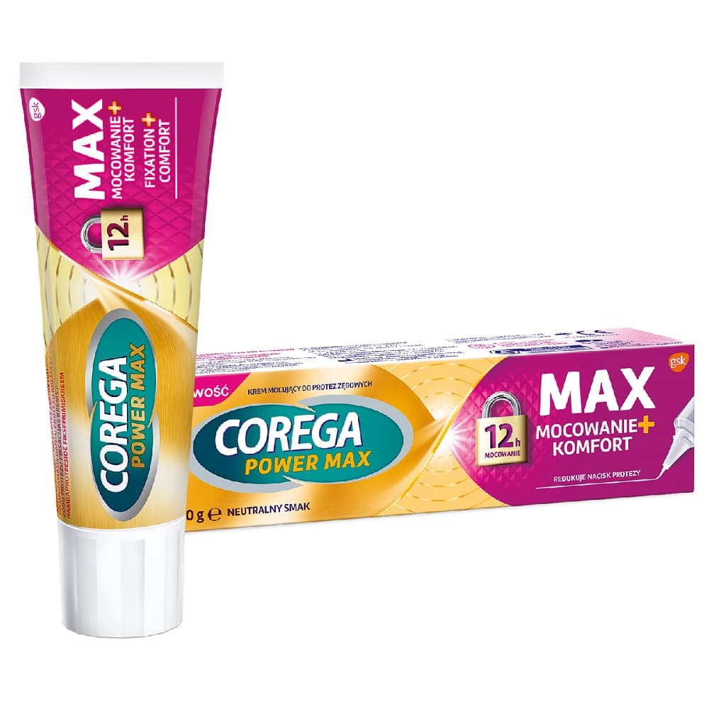 Power Max Mocowanie + Komfort krem mocujący do protez zębowych o neutralnym smaku