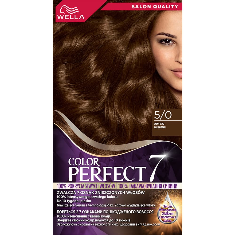 Color Perfect 7, farba do włosów, 5/0 jasny brąz