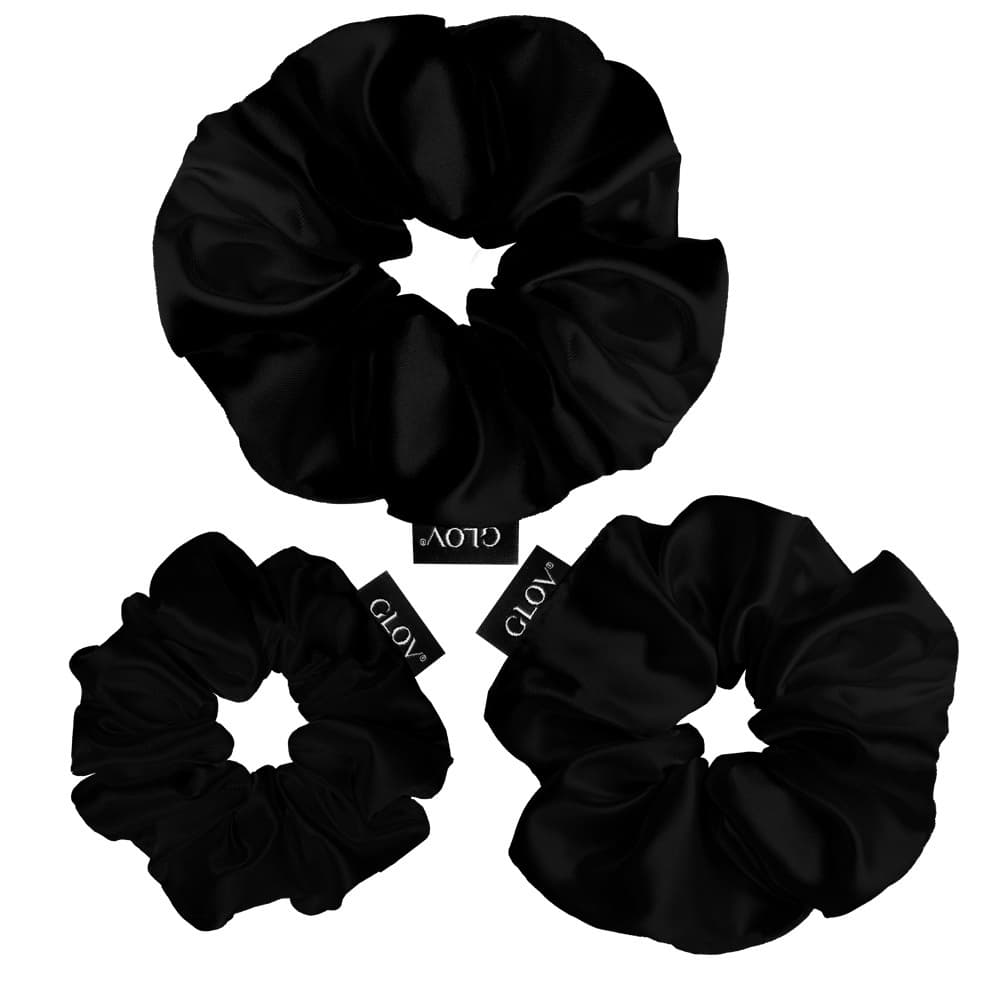 Satin Scrunchies gumki do włosów S/M/L Black