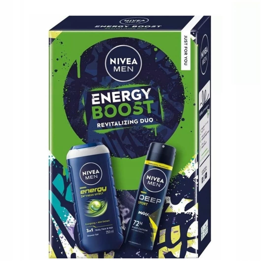 Men Energy Boost Zestaw Prezentowy Męski z Kosmetykami Żel + DEO