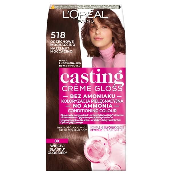 Paris Casting Creme Gloss farba do włosów odcień 518 Orzechowe mochaccino