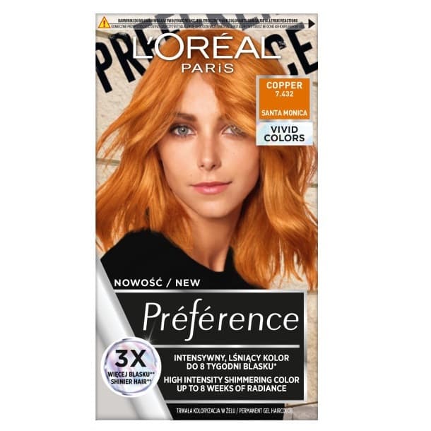 Loreal Preference Vivid Colors Farba do włosów - 7.432 Copper (2x +)