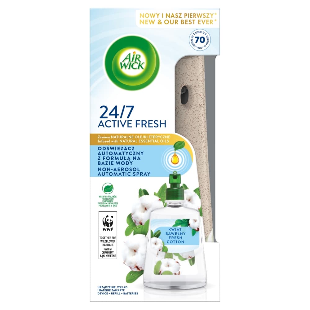 Active Fresh odświeżacz automatyczny z formułą na bazie wody i wkład Kwiat Bawełny