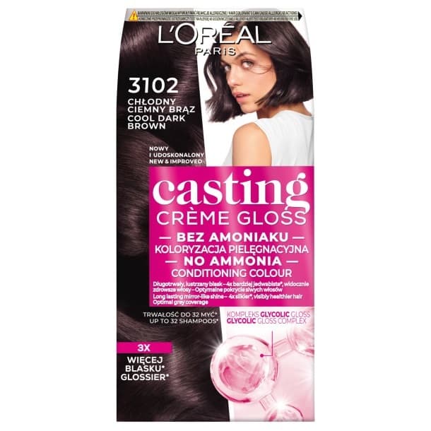 Paris Casting Crème Gloss koloryzacja 3102 Chłodny Ciemny Brąz