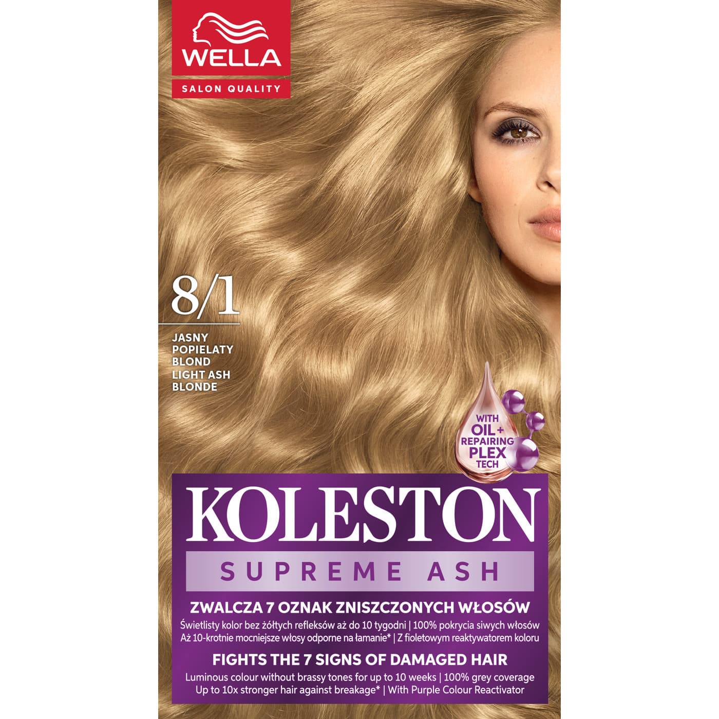 Koleston Supreme, farba do włosów, Jasny Popielaty Blond, 8/1
