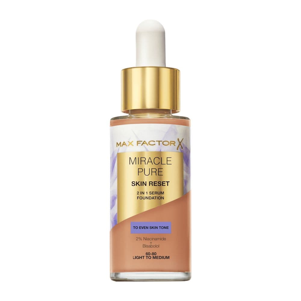 Miracle Pure 2w1 Skin Reset pielęgnujący podkład z serum o wegańskiej formule 60-80 Light to